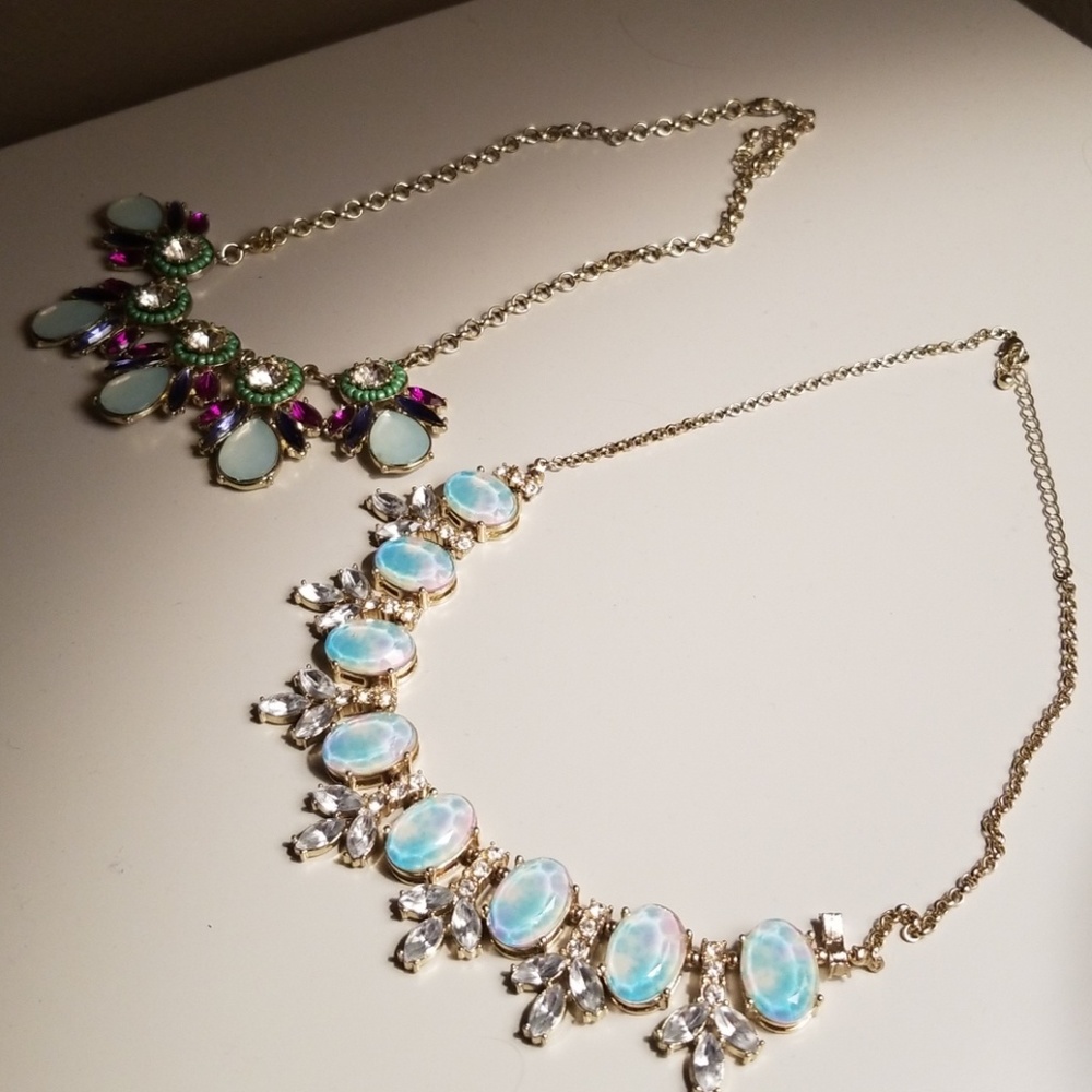 As pair. 2 vintage inspired costume necklaces